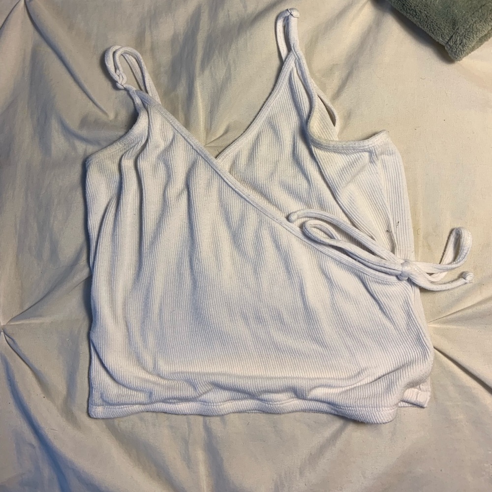white crosstie crop top
